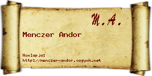 Menczer Andor névjegykártya